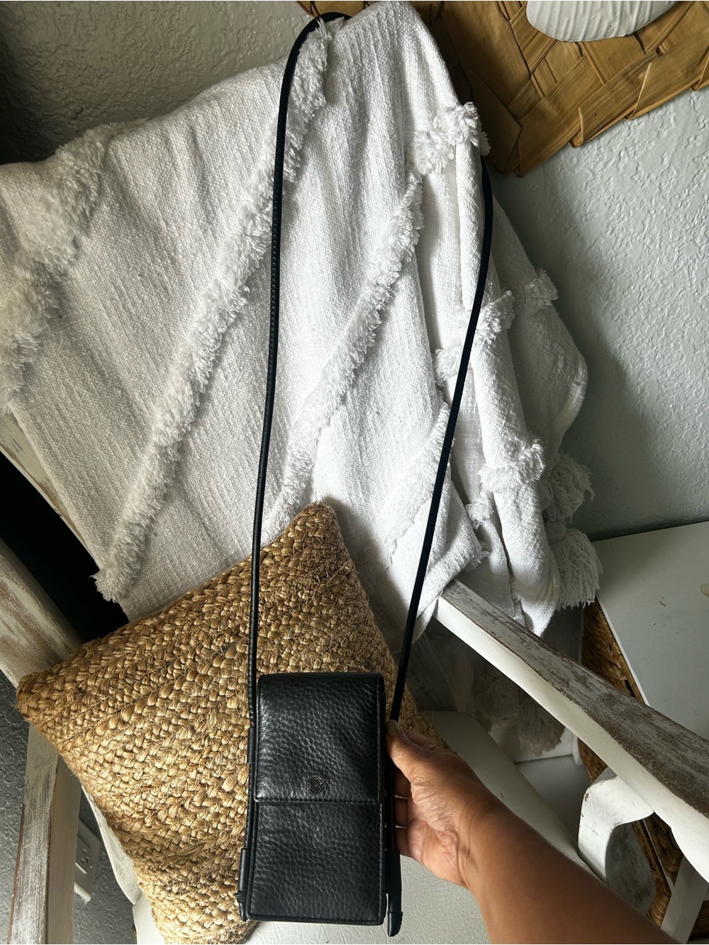 Black Leather Dance Dover Crossbody Phone Bag